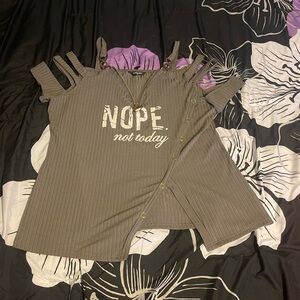NOPE Not Today Shoulder Ribbed Top, 3XL